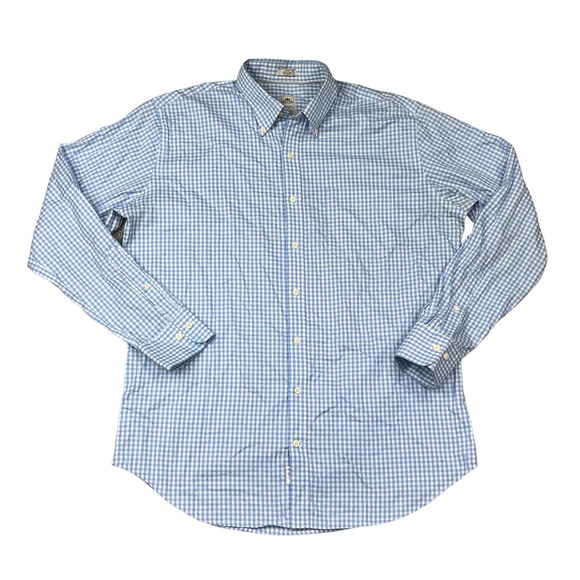 Peter Millar Nanoluxe Easycare blue & white check button up size Large - Picture 1 of 6